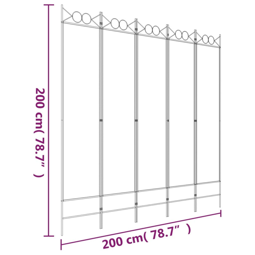 Produktbild för Rumsavdelare 5 paneler svart 200x200 cm tyg