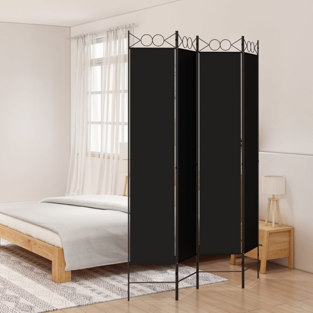 Produktbild för Rumsavdelare 4 paneler svart 120x220 cm tyg