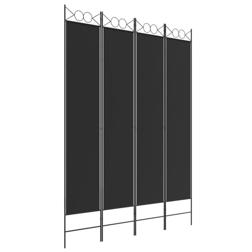 Produktbild för Rumsavdelare 4 paneler svart 120x220 cm tyg