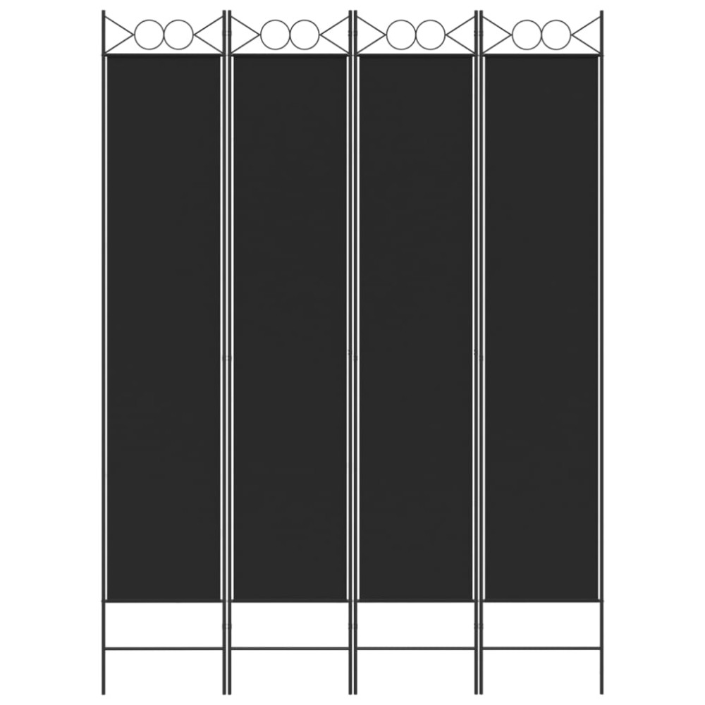 Produktbild för Rumsavdelare 4 paneler svart 120x220 cm tyg