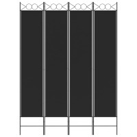 Produktbild för Rumsavdelare 4 paneler svart 120x220 cm tyg