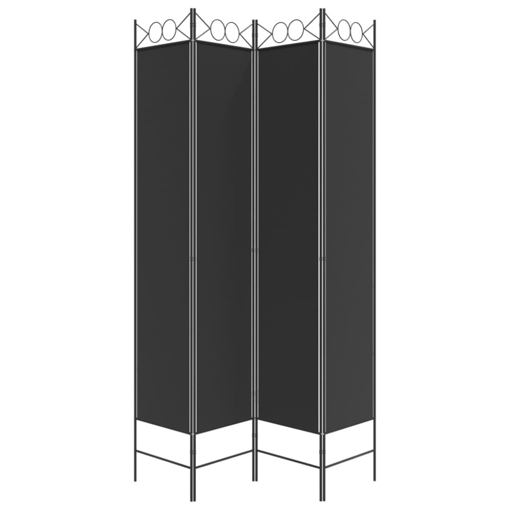 Produktbild för Rumsavdelare 4 paneler svart 120x220 cm tyg
