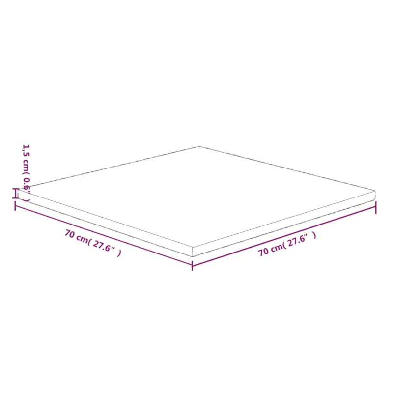 Produktbild för Fyrkantig bordsskiva 70x70x1,5 cm obehandlat massiv ek