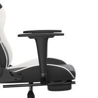 Miniatyr av produktbild för Gamingstol med massage och fotstöd svart och vit konstläder