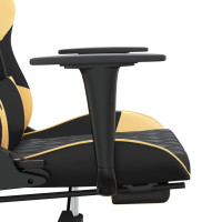Miniatyr av produktbild för Gamingstol med massage och fotstöd svart och guld konstläder