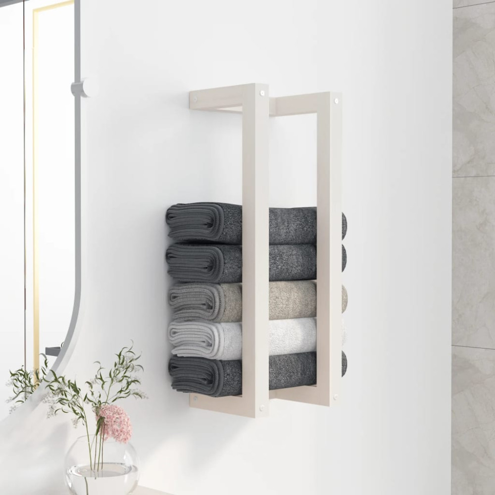 Produktbild för Handduksställ Vit 23x18x60 cm massiv furu