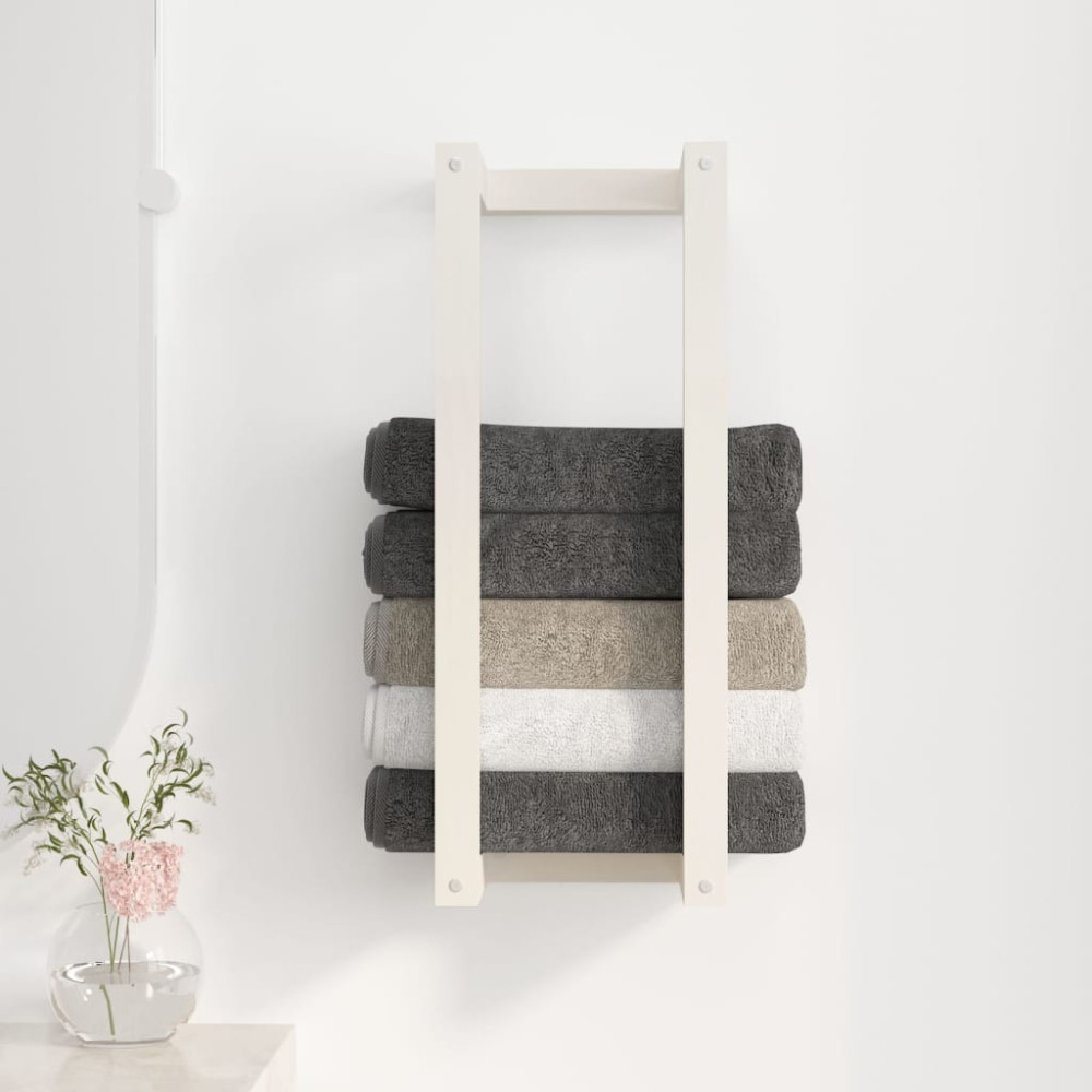 Produktbild för Handduksställ Vit 23x18x60 cm massiv furu