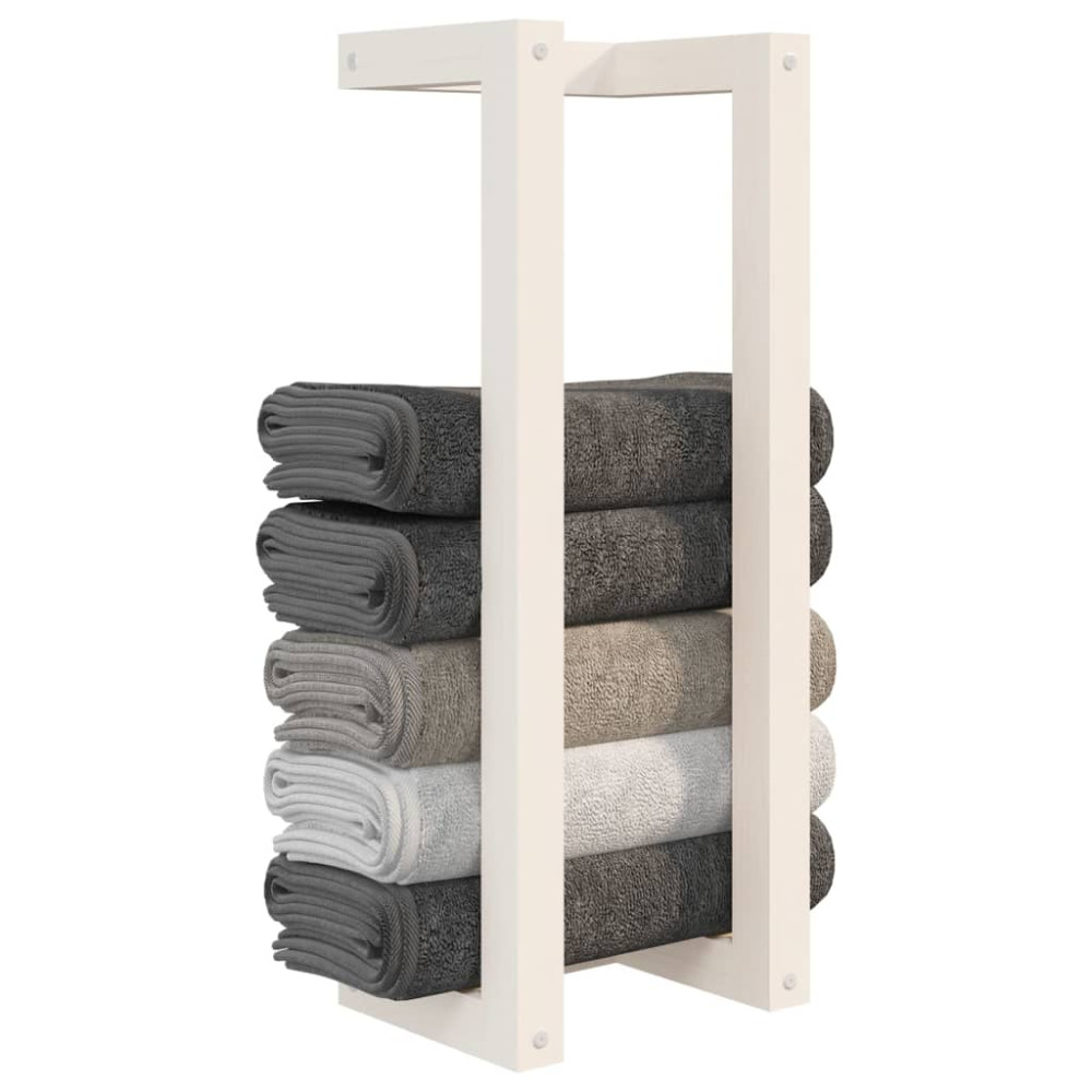 Produktbild för Handduksställ Vit 23x18x60 cm massiv furu