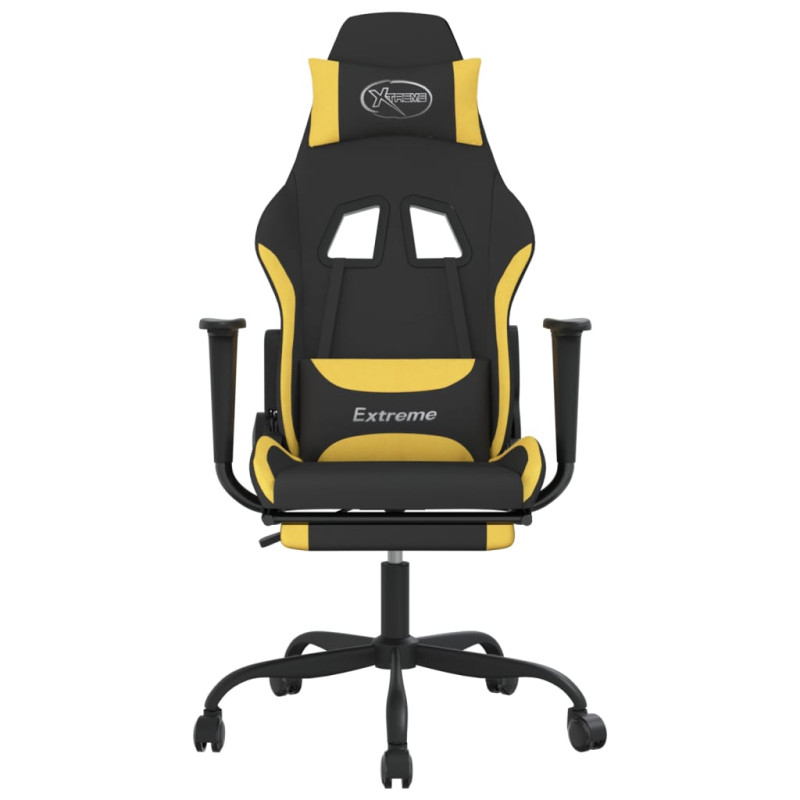 Produktbild för Gamingstol med fotstöd svart och gul tyg