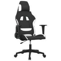 Produktbild för Gamingstol svart och vit tyg
