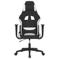 Produktbild för Gamingstol svart och vit tyg