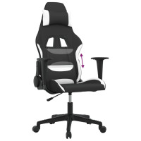 Produktbild för Gamingstol svart och vit tyg