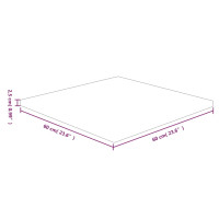Produktbild för Fyrkantig bordsskiva 60x60x2,5 cm obehandlad massiv ek