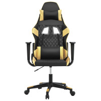 Produktbild för Gamingstol med massage svart och guld konstläder