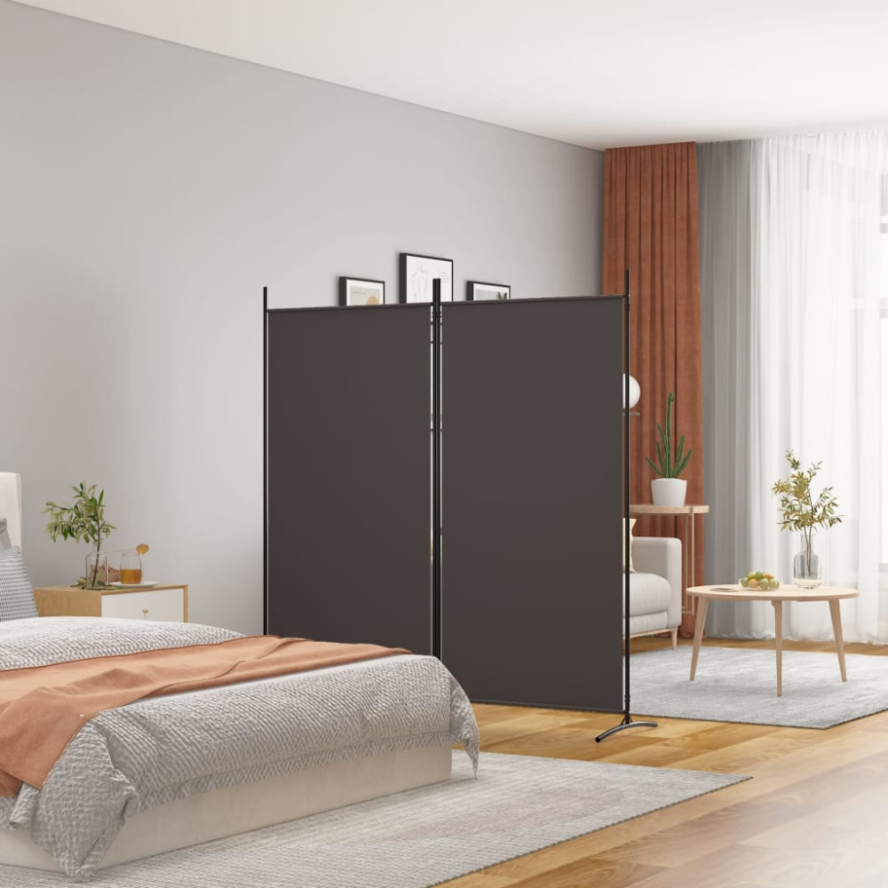 Produktbild för Rumsavdelare 2 paneler brun 175x180 cm tyg