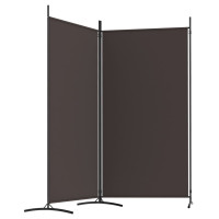 Produktbild för Rumsavdelare 2 paneler brun 175x180 cm tyg