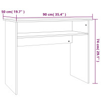 Produktbild för Skrivbord rökfärgad ek 90x50x74 cm konstruerat trä