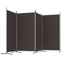 Miniatyr av produktbild för Rumsavdelare 4 paneler brun 346x180 cm tyg