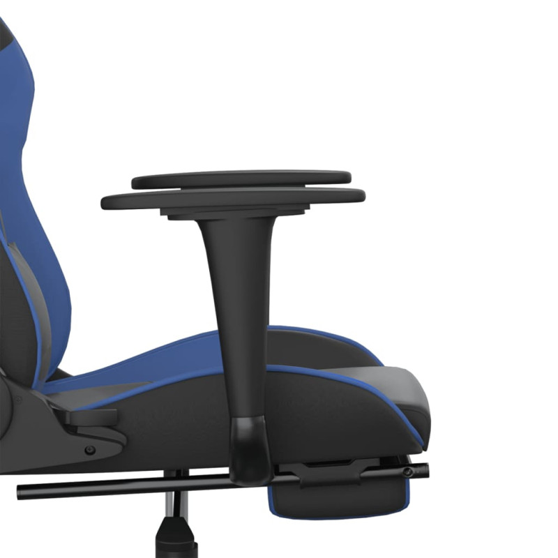 Produktbild för Gamingstol med fotstöd svart och blå konstläder