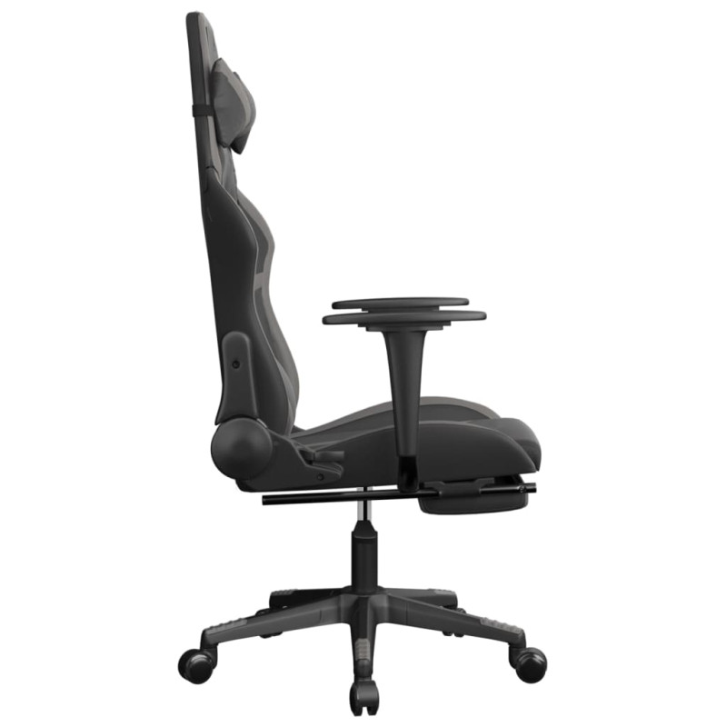 Produktbild för Gamingstol med fotstöd svart och grå konstläder