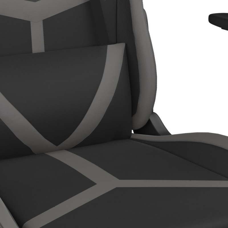Produktbild för Gamingstol med fotstöd svart och grå konstläder