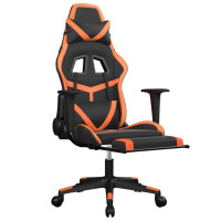 Produktbild för Gamingstol med fotstöd svart och orange konstläder