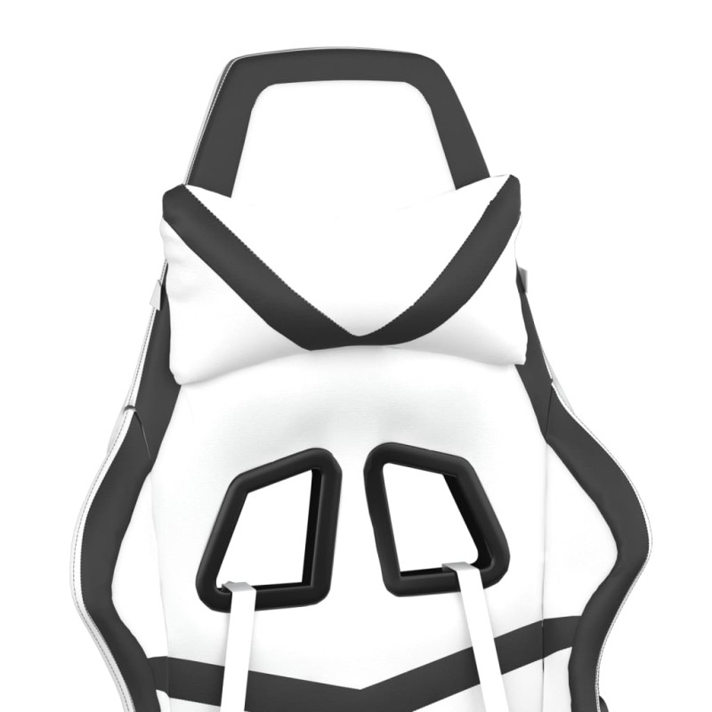Produktbild för Gamingstol med fotstöd vit och svart konstläder