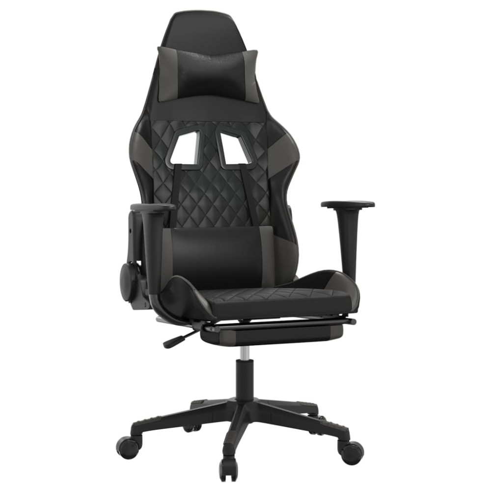 Produktbild för Gamingstol med fotstöd svart och grå konstläder