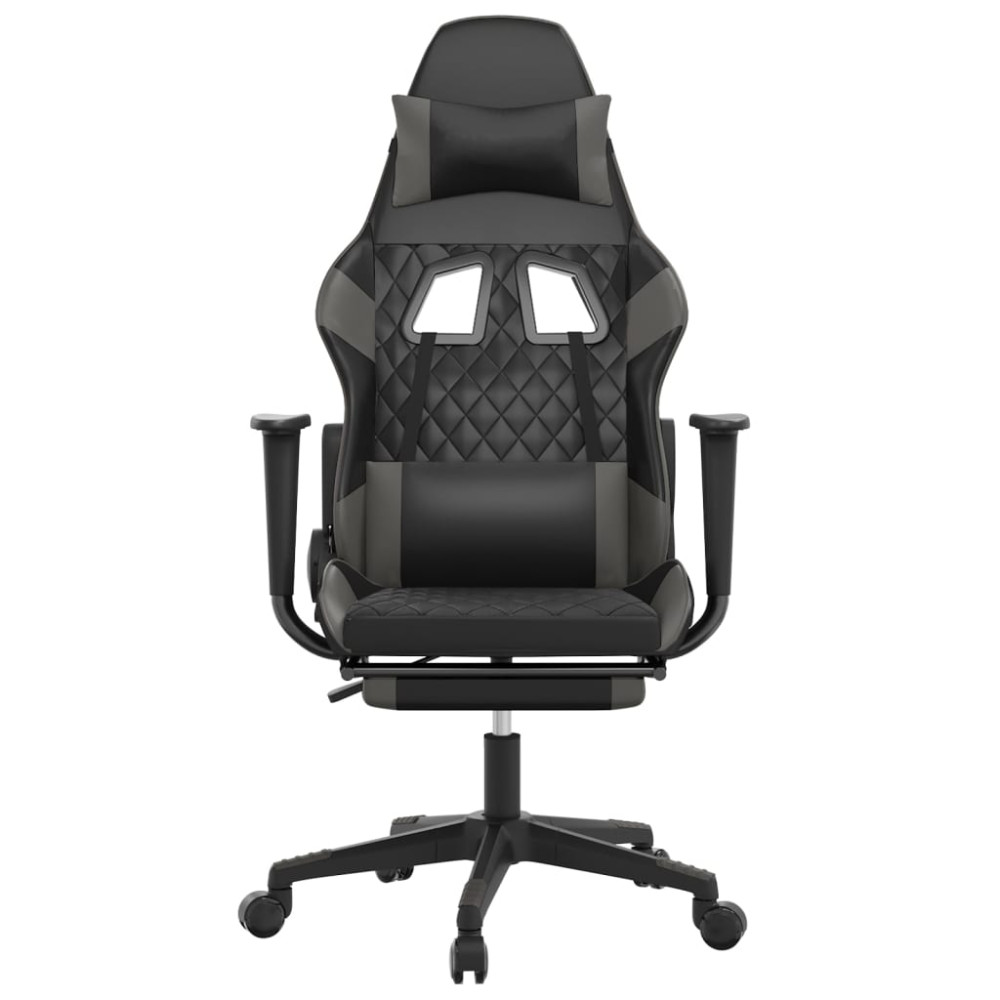Produktbild för Gamingstol med fotstöd svart och grå konstläder