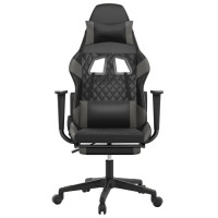 Produktbild för Gamingstol med fotstöd svart och grå konstläder