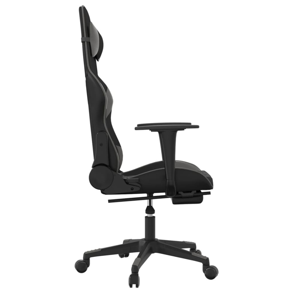 Produktbild för Gamingstol med fotstöd svart och grå konstläder