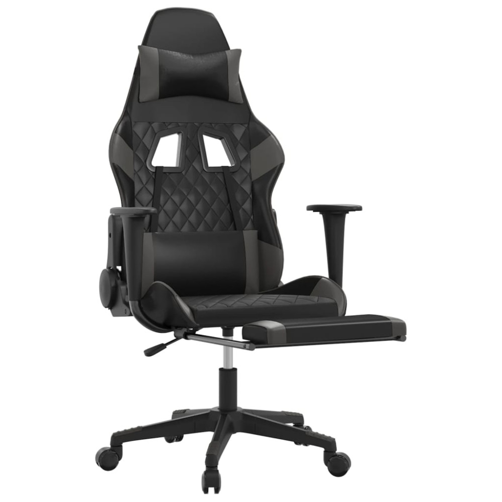 Produktbild för Gamingstol med fotstöd svart och grå konstläder
