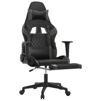 Produktbild för Gamingstol med fotstöd svart och grå konstläder