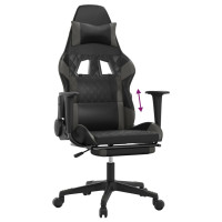 Produktbild för Gamingstol med fotstöd svart och grå konstläder
