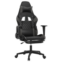 Produktbild för Gamingstol med massage och fotstöd svart och grå konstläder