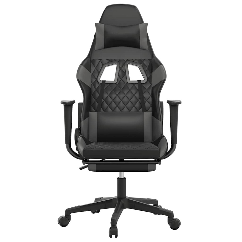 Produktbild för Gamingstol med massage och fotstöd svart och grå konstläder