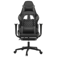 Produktbild för Gamingstol med massage och fotstöd svart och grå konstläder