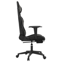 Produktbild för Gamingstol med massage och fotstöd svart och grå konstläder