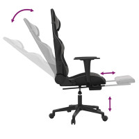 Produktbild för Gamingstol med massage och fotstöd svart och grå konstläder