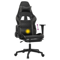 Produktbild för Gamingstol med massage och fotstöd svart och grå konstläder