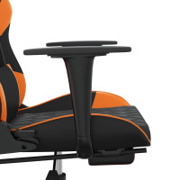 Produktbild för Gamingstol med massage och fotstöd svart och orange konstläder