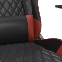 Produktbild för Gamingstol med massage och fotstöd svart och vinröd konstläder