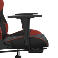 Produktbild för Gamingstol med massage och fotstöd svart och vinröd konstläder