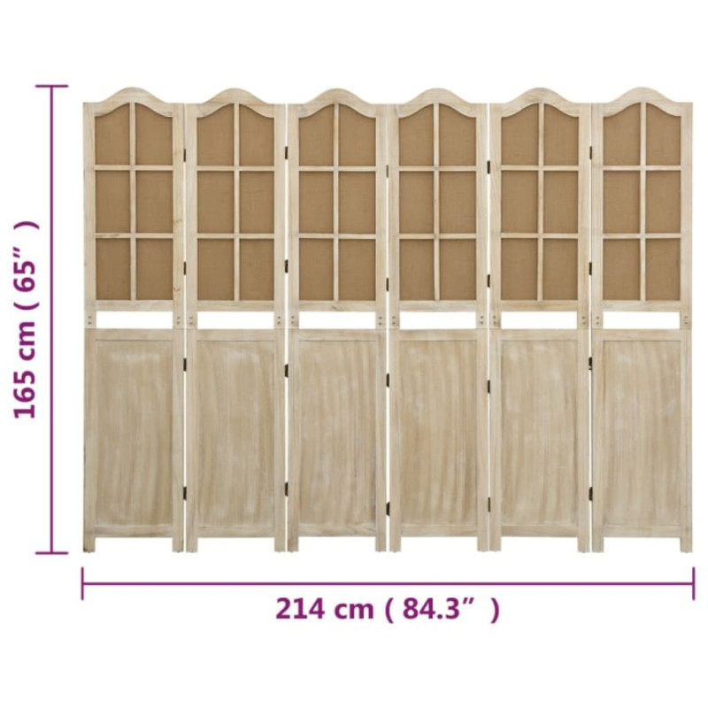 Produktbild för Rumsavdelare 6 paneler brun 214x165 cm tyg