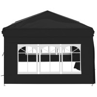 Produktbild för Hopfällbart partytält med sidoväggar svart 3x6 m