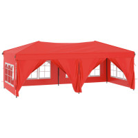 Miniatyr av produktbild för Hopfällbart partytält med sidoväggar röd 3x6 m