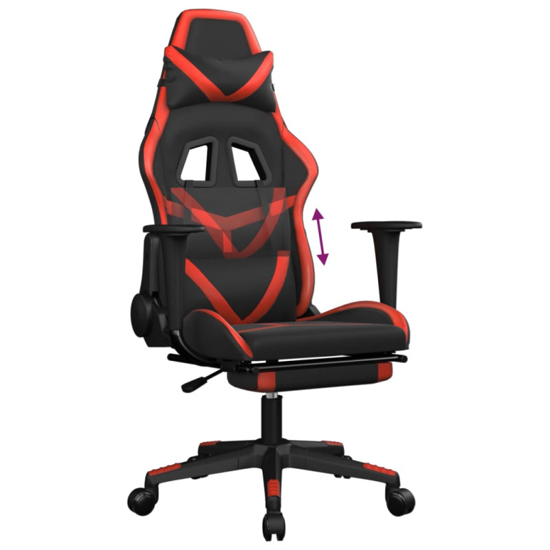 Produktbild för Gamingstol med fotstöd svart och röd konstläder