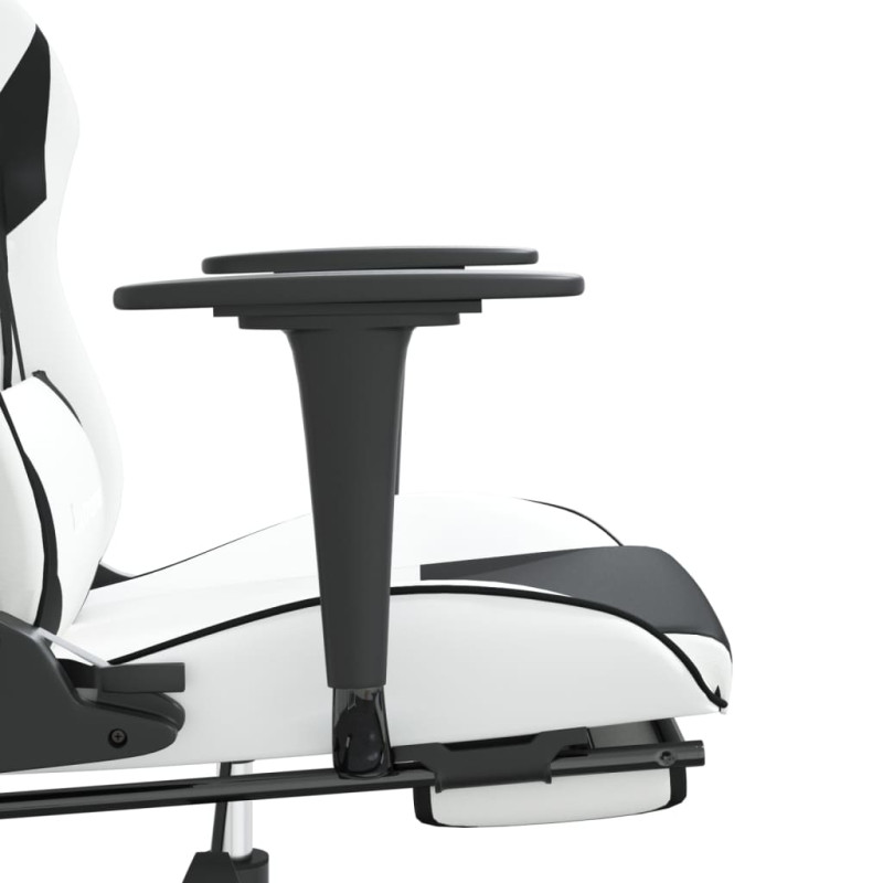 Produktbild för Gamingstol med fotstöd vit och svart konstläder