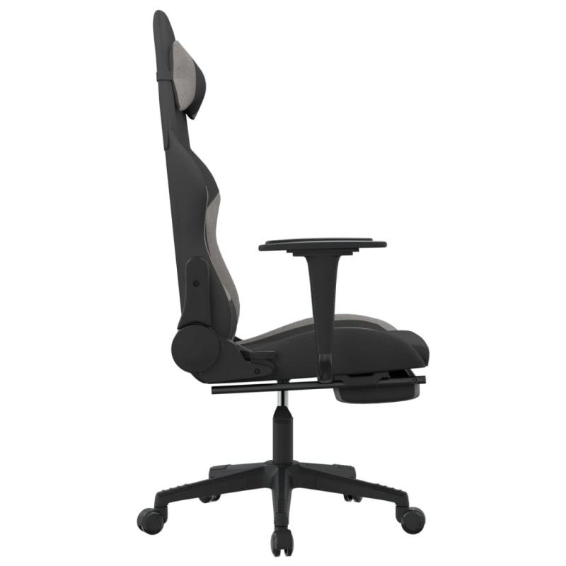 Produktbild för Gamingstol med fotstöd svart och ljusgrå tyg