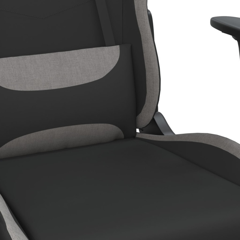 Produktbild för Gamingstol med fotstöd svart och ljusgrå tyg